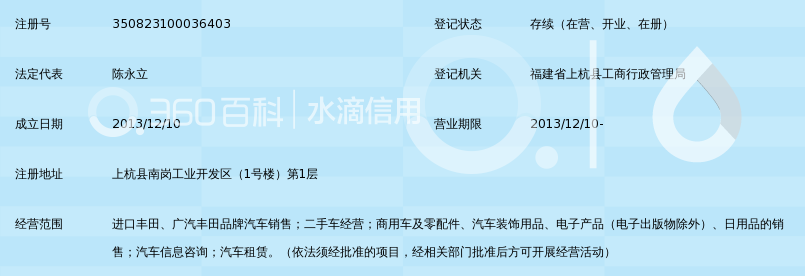 龙岩国贸龙丰汽车销售服务上杭分公司